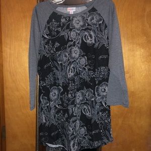Medium Shades of Grey Floral LuLaRoe Randy Tee